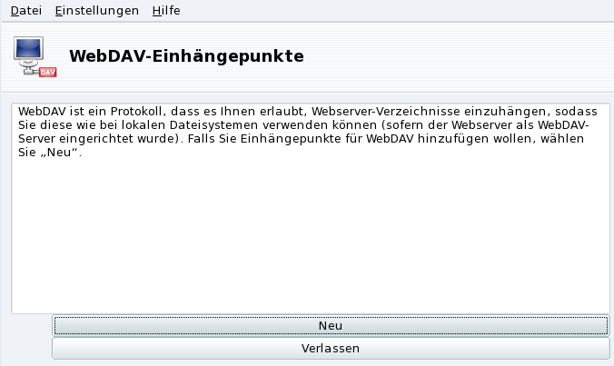 Verwalten von WebDAV-Einhängpunkten