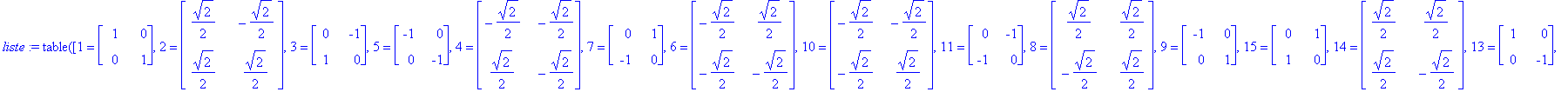 liste := TABLE([1 = Matrix(%id = 54701332), 2 = Matrix(%id = 54828712), 3 = Matrix(%id = 53324792), 5 = Matrix(%id = 53940412), 4 = Matrix(%id = 53472964), 7 = Matrix(%id = 54253380), 6 = Matrix(%id = ...